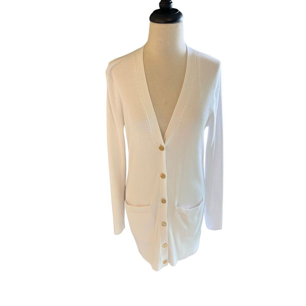Michael Kors NWT White Long Sleeve Cardigan Tunic Sweater Small